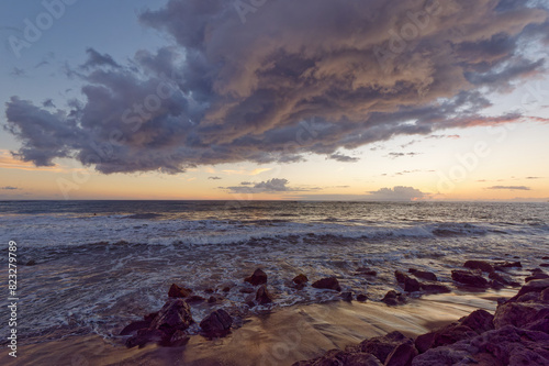 Beautiful sunrise at Kekaha Beach Park, Island of Kauai, Hawaii. photo