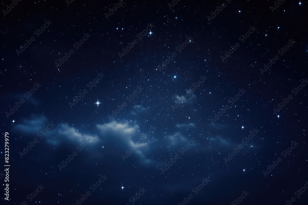 Fototapeta premium Beautiful starry night sky. Evening panorama in blue tones