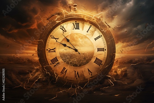 Precise Time concept clock deadline. Lifetime future. Generate Ai
