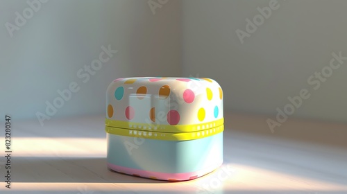 A detailed 3D render of a baby snack container photo