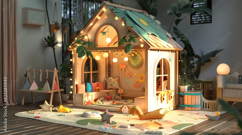 Fototapeta premium A realistic 3D render of a baby playhouse