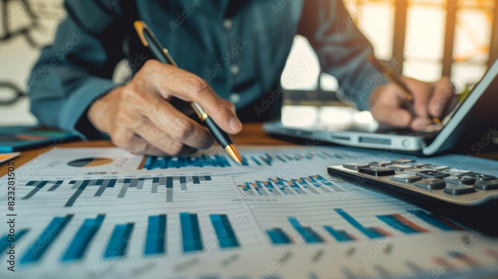 Business financial, accountant discussing with partner are meeting to audit finance planning sales Business financial, accountant discussing with partner are meeting to audit finance planning sales