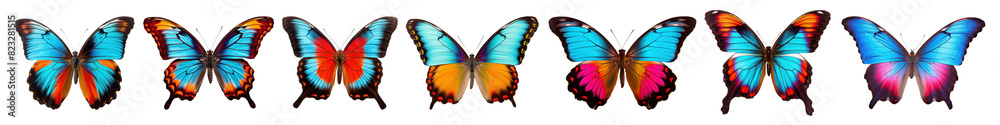 Butterfly png element set on transparent background