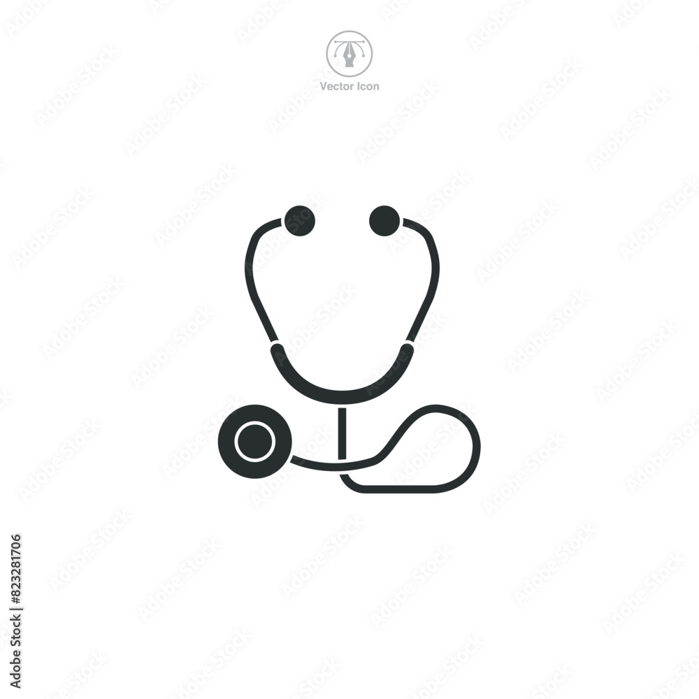 Stethoscope Icon. Medical or Healthcare theme symbol vector illustration isolated on white background