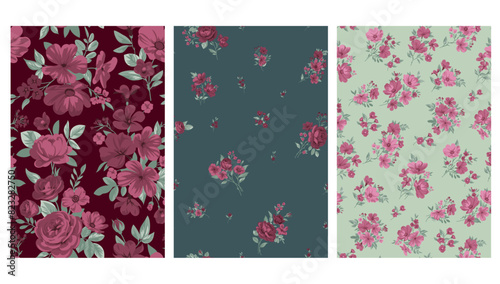 Seamless pattern with vintage roses for summer dress fabrics