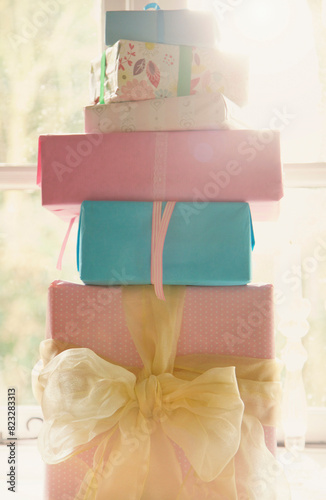 Stack of Wrapped Gift Boxes
