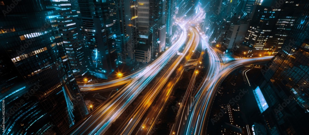 Illuminated Cityscape at Night - A dazzling display of urban life, bustling streets, and towering buildings bathed in warm light. Illuminated Cityscape at Night - A dazzling display of urban life, bustling streets, and towering buildings bathed in warm light.