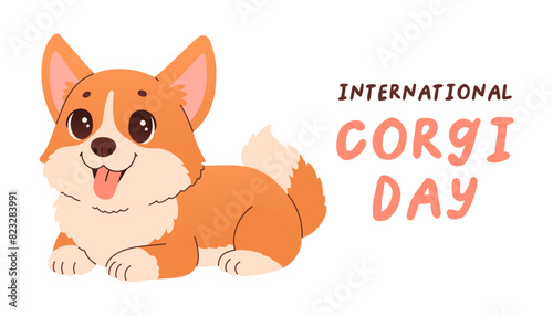 International Corgi Day concept banner, poster, background. June 4. Eps 10 vector illustration