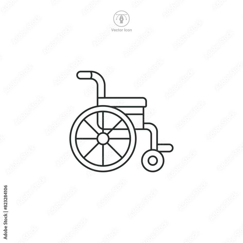 Wheelchair Icon. Medical or Healthcare theme symbol vector illustration isolated on white background