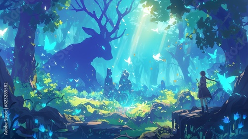 a magical forest inhabited by fantastical