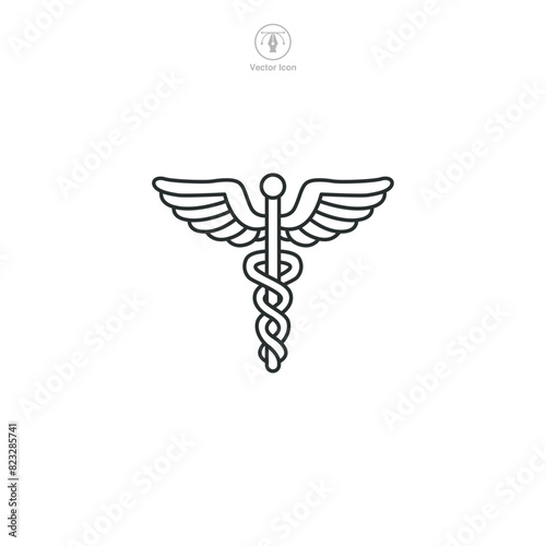 Caduceus Icon. Medical or Healthcare theme symbol vector illustration isolated on white background