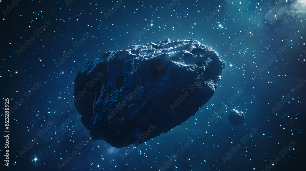 A meteorite floating in space A meteorite floating in space