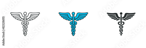 Caduceus Icon. Medical or Healthcare theme symbol vector illustration isolated on white background