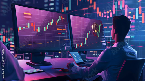 Communication, trading collaboration and business people consulting on financial investment, stock market or crypto. Forex account management, economy and trader team work on bitcoin NFT trading