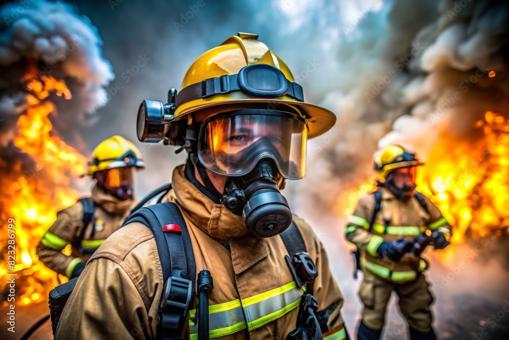 A firefighter using AR glasses to navigate through smoke-filled environments and locate trapped individuals using thermal imaging A firefighter using AR glasses to navigate through smoke-filled environments and locate trapped individuals using thermal imaging