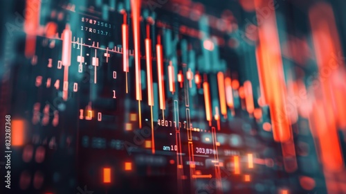 Abstract financial graph with up trend line candlestick chart in stock market