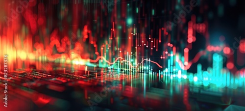 Abstract financial graph with up trend line candlestick chart in stock market