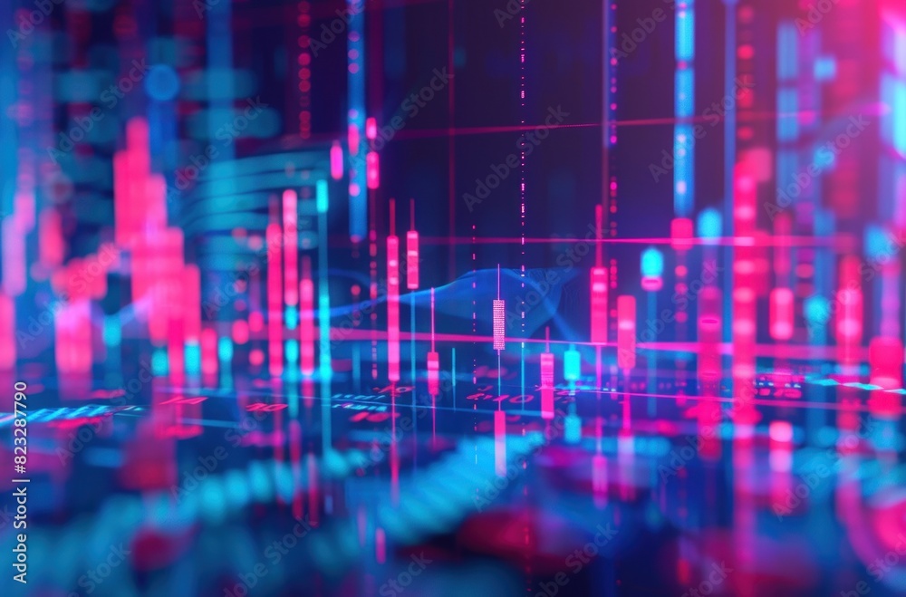 Abstract financial graph with up trend line candlestick chart in stock market