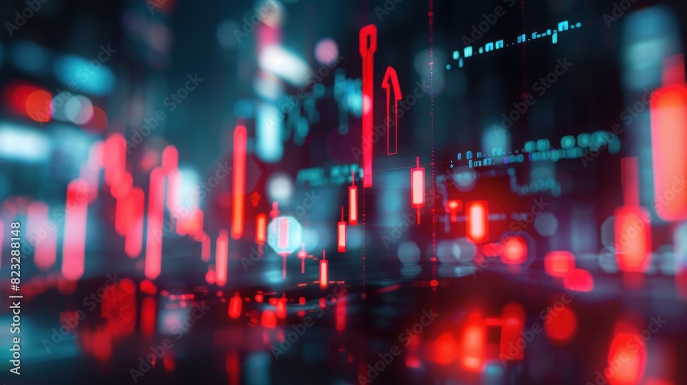 Digital Business Technology with up trend line candlestick chart Digital Business Technology with up trend line candlestick chart