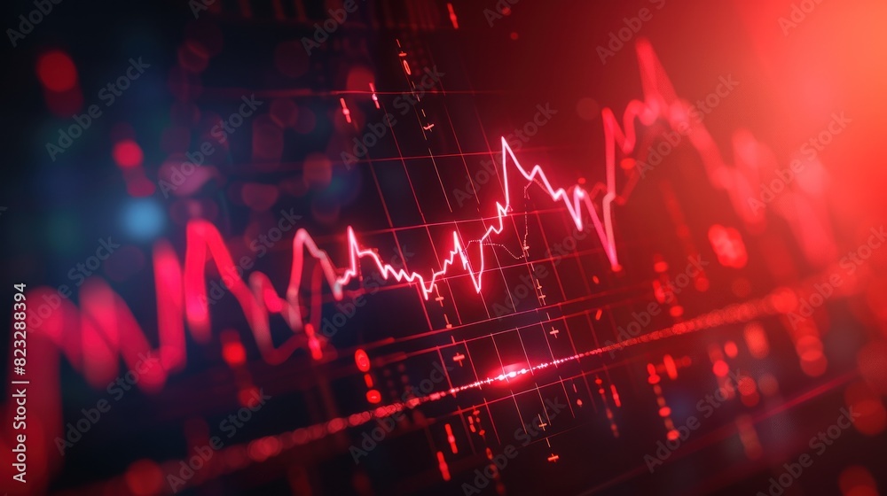 A stock market chart with candlestick lines, displaying the performance A stock market chart with candlestick lines, displaying the performance