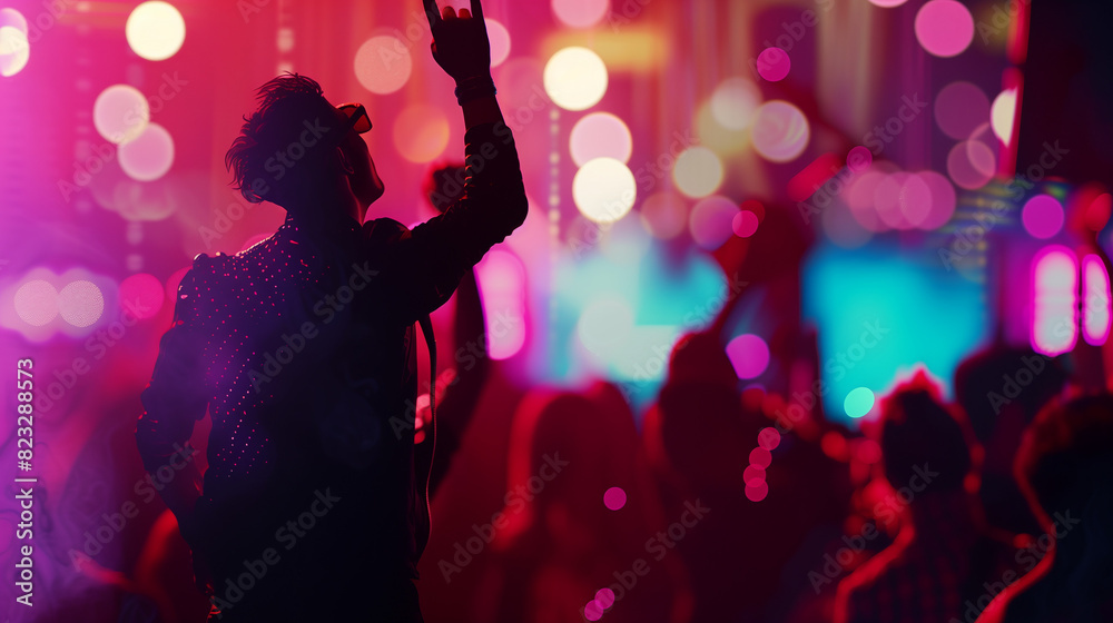 Exciting concert scene with neon blurred background music show party wallpaper Exciting concert scene with neon blurred background music show party wallpaper