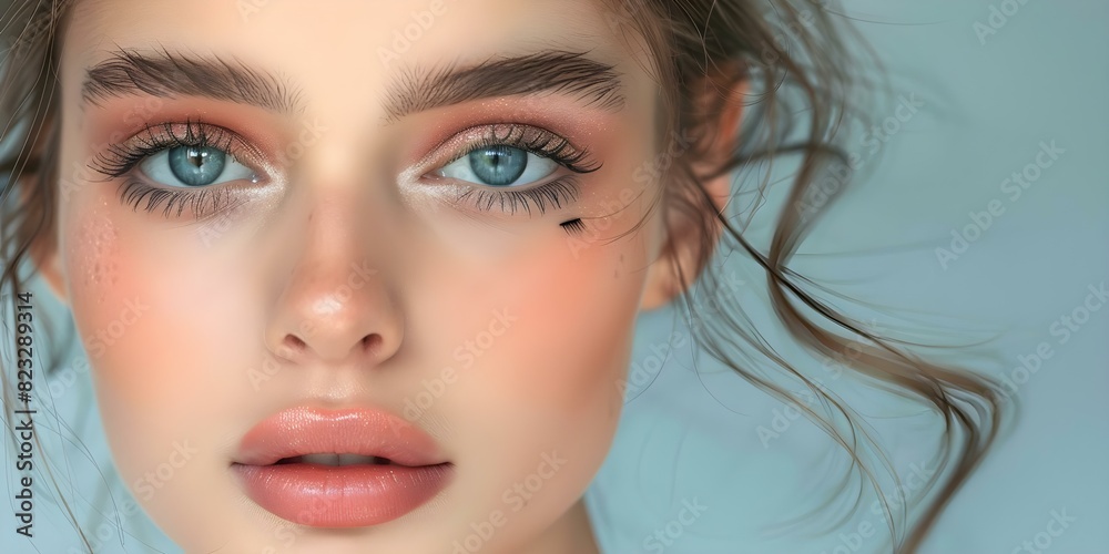 Emphasizing lashes, eyelids, and liner: Nature's model showcases artistry with eye makeup. Concept Beauty, Makeup, Eyelashes, Eyelids, Liner Emphasizing lashes, eyelids, and liner: Nature's model showcases artistry with eye makeup. Concept Beauty, Makeup, Eyelashes, Eyelids, Liner