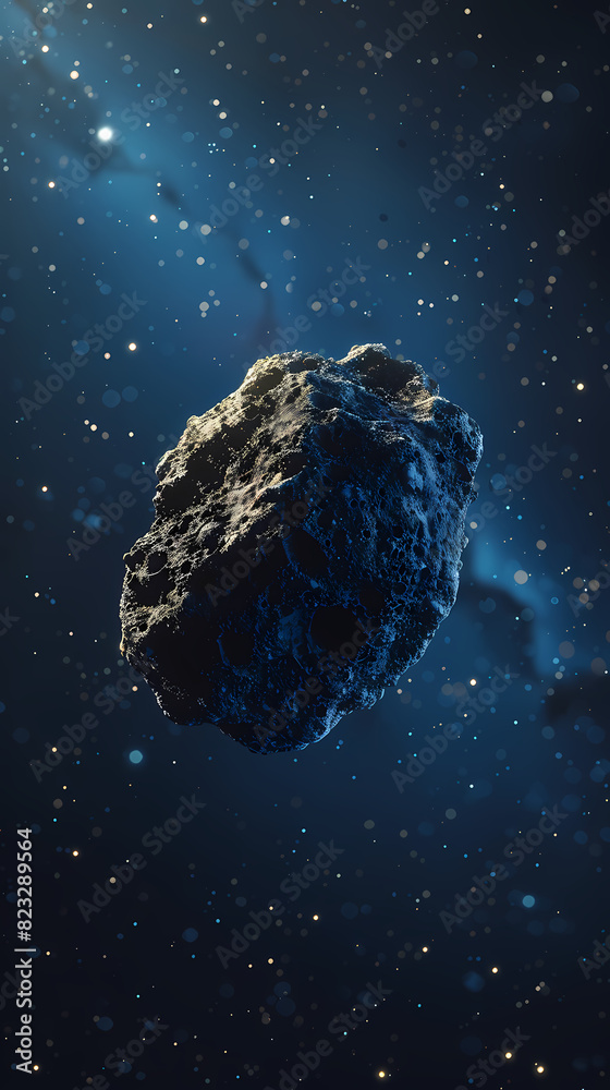 A meteorite floating in space A meteorite floating in space