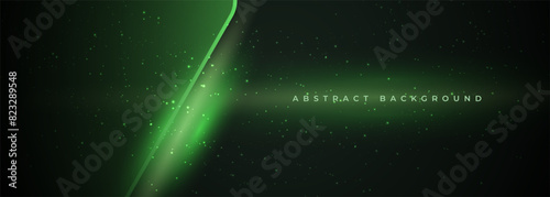Dark green 3d vector abstract technology background with sparks.