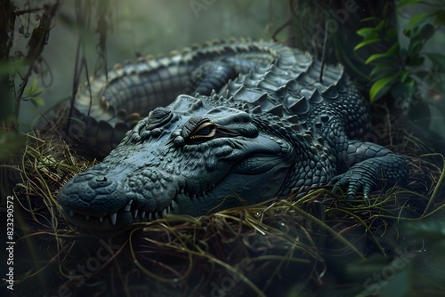 a crocodile is sleeping in the nest © Julaini