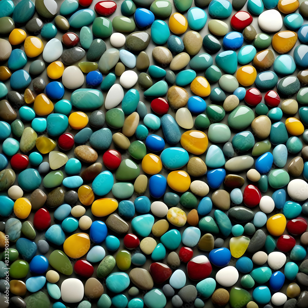 Create a stunning mosaic masterpiece with square shaped pebbles and glass pieces, using a mix of vibrant and muted colors for a unique and eye-catching effect Create a stunning mosaic masterpiece with square shaped pebbles and glass pieces, using a mix of vibrant and muted colors for a unique and eye-catching effect