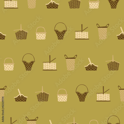 Collection of Basket Seamless Pattern Vector illustration for Print, Wallpaper, Decoration. © Yooko