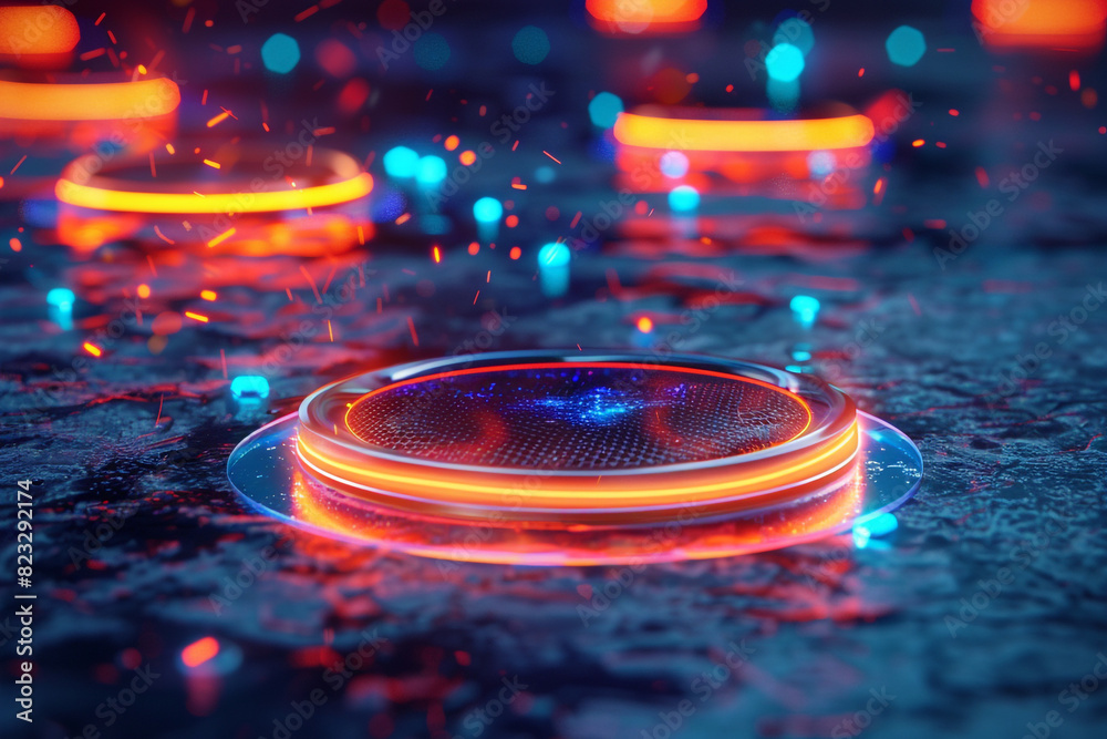 Wireless Charging Pads For cablefree device charging, futuristic background Wireless Charging Pads For cablefree device charging, futuristic background