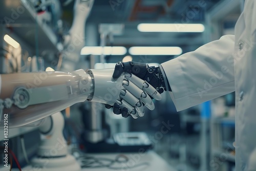 Robot and Human Shaking Hands for Successful Tech Innovation