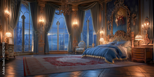  king's bedroom at night in a castle photo