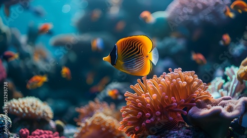 Vibrant Coral Reef Teeming with Diverse Marine Life and Tropical Fish © Thares2020