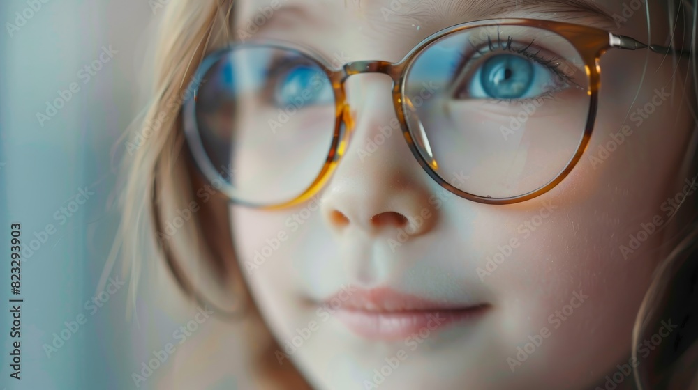 Child shopping for glasses. vision care with doctor and optician for better eyesight Child shopping for glasses. vision care with doctor and optician for better eyesight