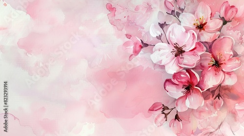 Pink Flowers Painting on Pink Background