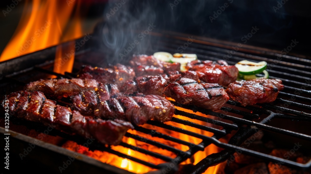 Close-up of sizzling Korean barbecue grill Close-up of sizzling Korean barbecue grill