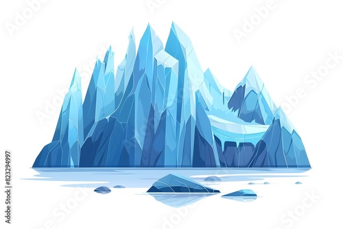 Cartoon Floating Glacier Pieces Frozen Blue Ice Blocks in Flat Design photo