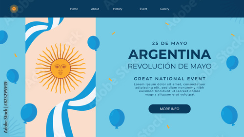 Flat 25 de mayo celebration argentina landing page template