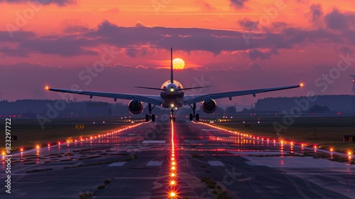 Passenger airplane landing