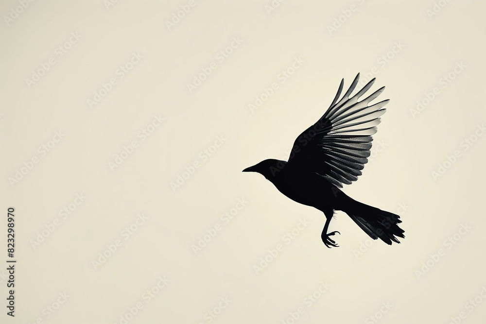 Obraz premium Minimalist silhouette of a bird in flight, emphasizing fluid motion with minimal lines
