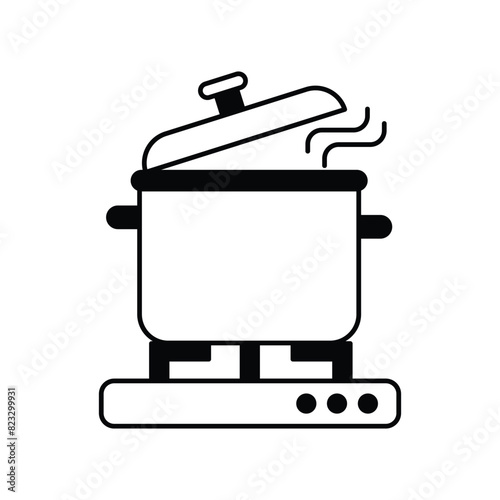 cooking pot icon with white background vector stock illustration