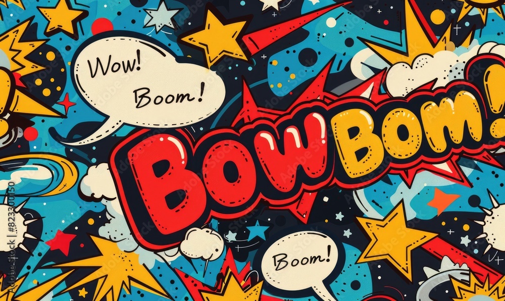 Obraz premium A pattern inspired by 90s pop art, featuring comic book-style graphics