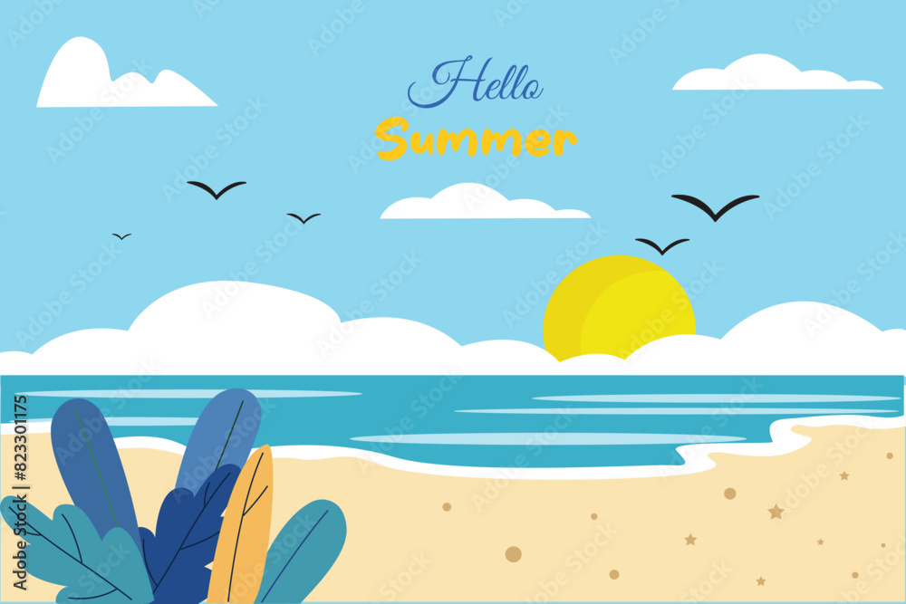 Summer Concept. Colored flat vector illustration isolated.