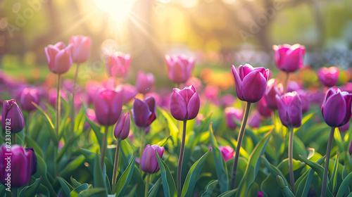 Beautiful natural wide-format image of spring meadow o