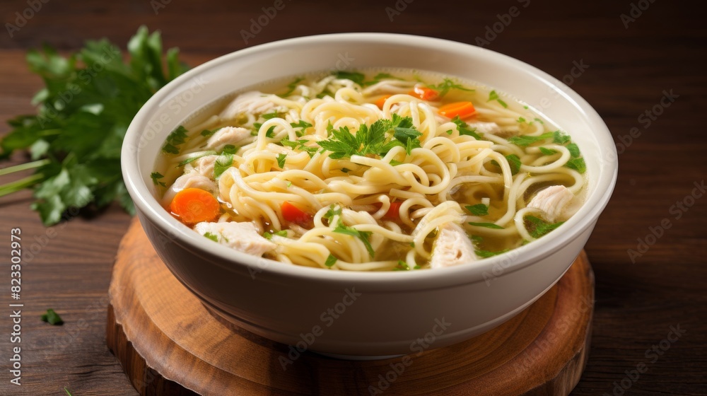 Comforting bowl chicken noodle soup