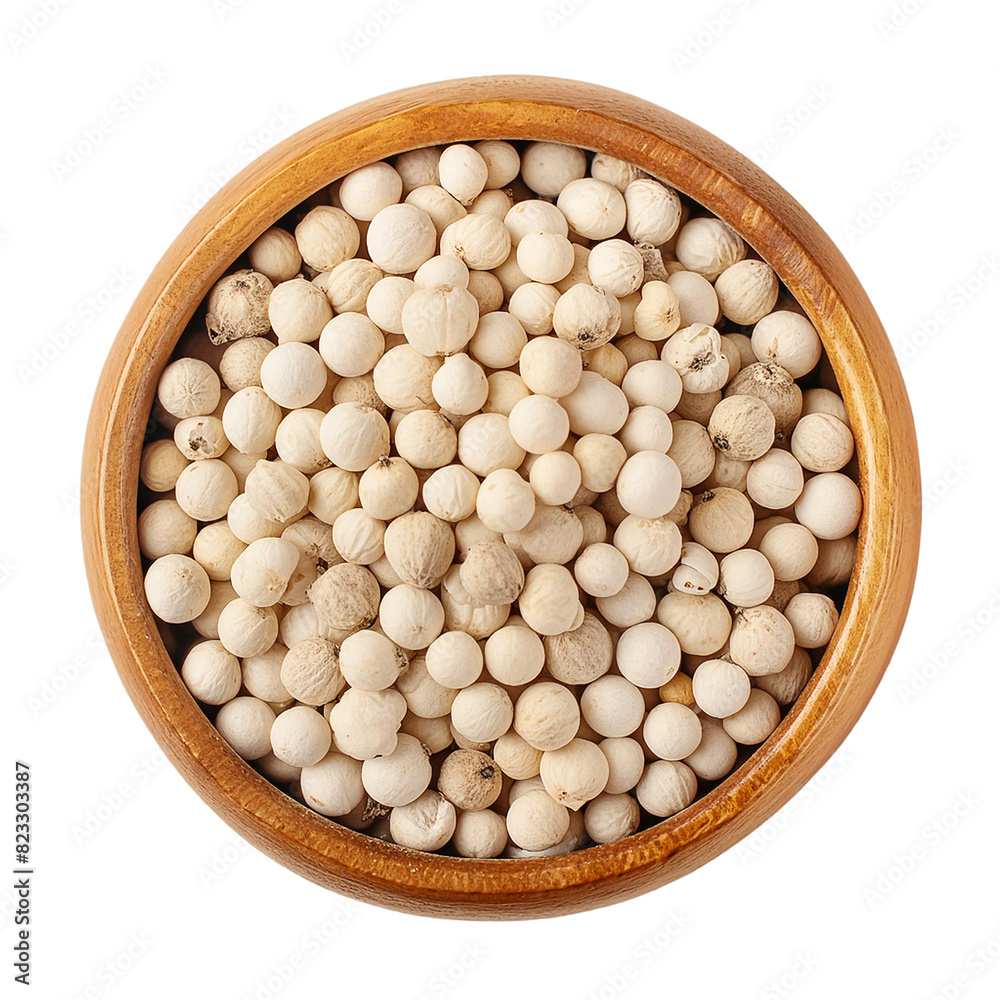 small bowl filled with white peppercorns small bowl filled with white peppercorns