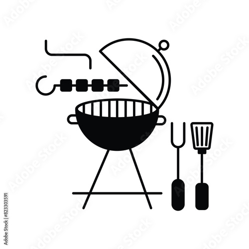 barbeque icon with white background vector stock illustration