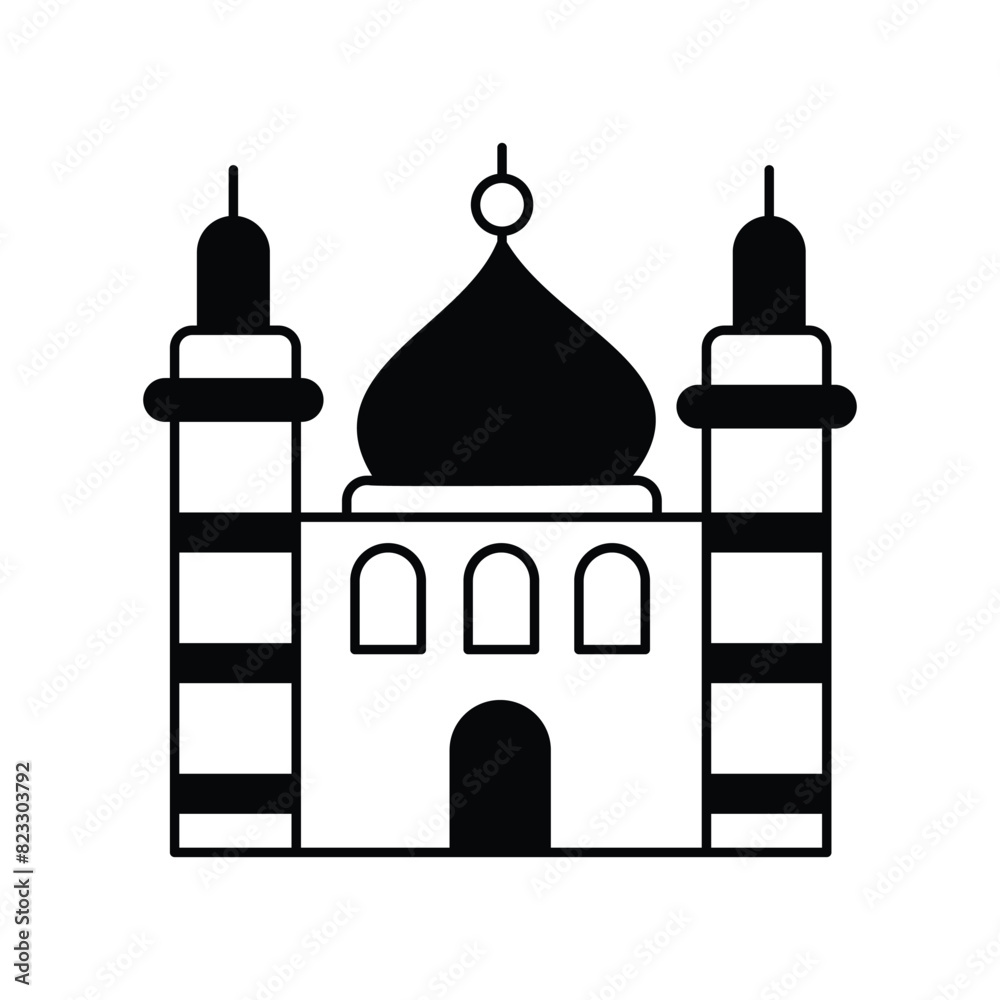 minaret icon with white background vector stock illustration